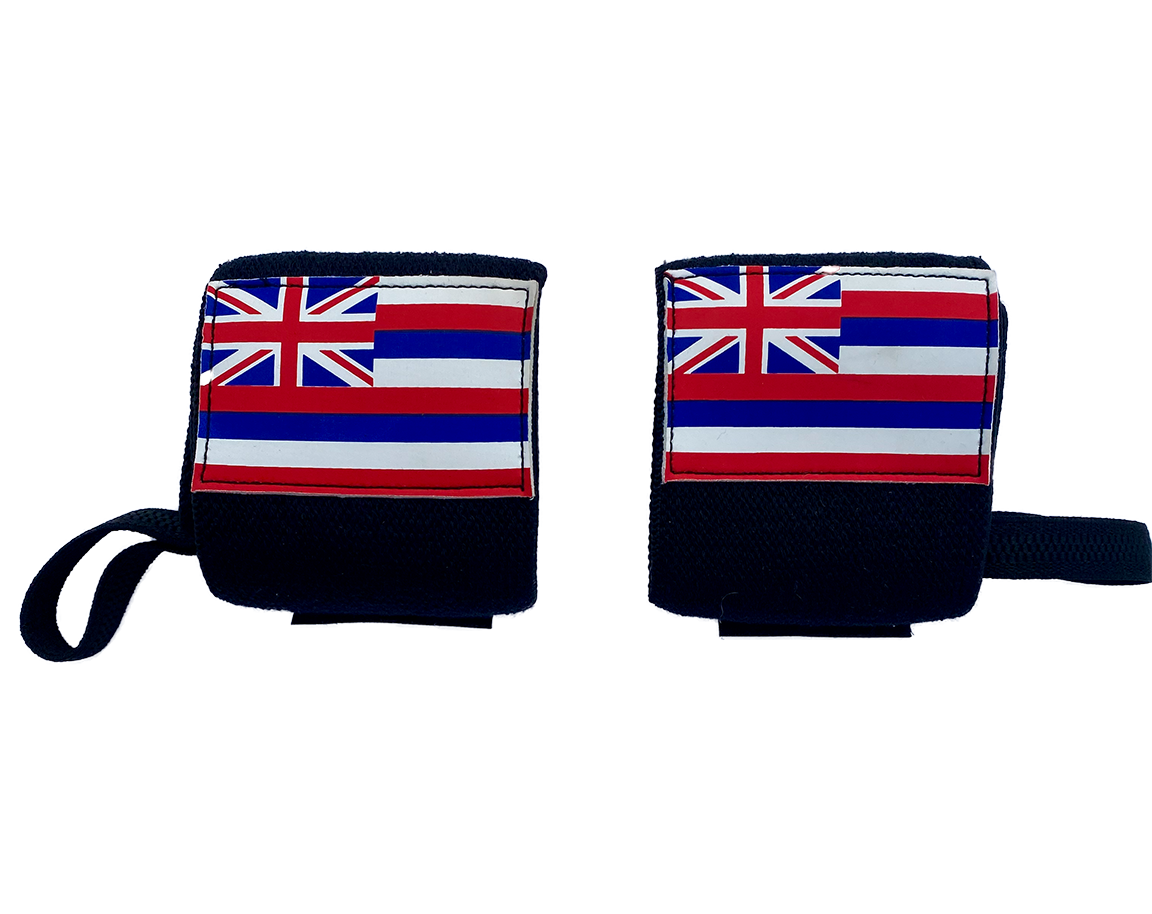 Hawaii flag 18" weightlifting wrist wraps