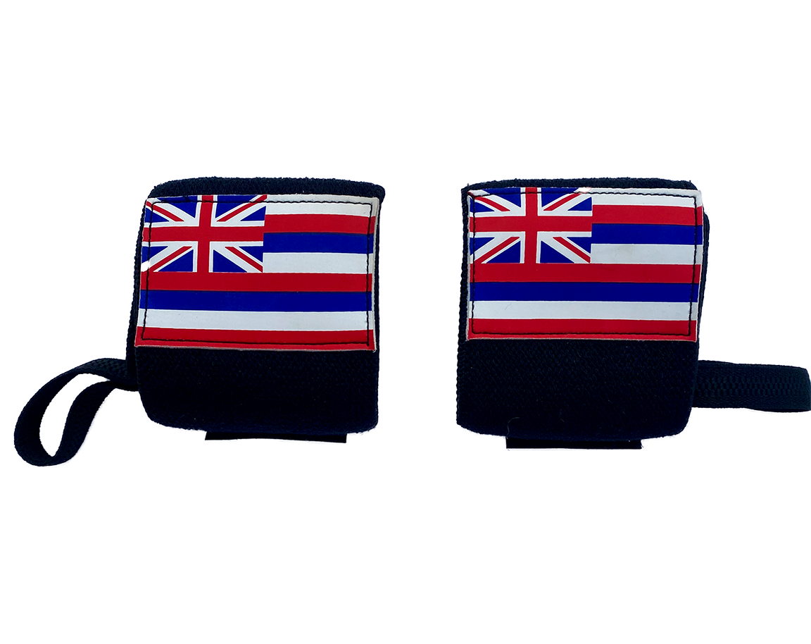 Hawaii flag 18" weightlifting wrist wraps