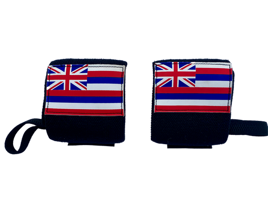 Hawaii flag 18" weightlifting wrist wraps