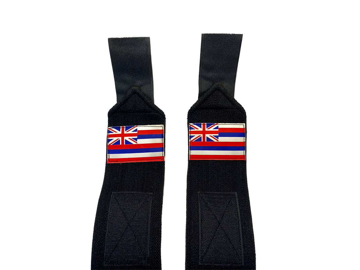 Hawaii flag 18" weightlifting wrist wraps