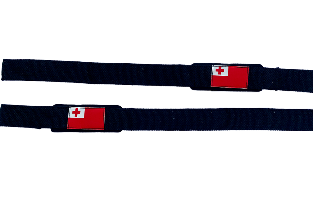 Tonga flag with black weightlifting wrist wraps