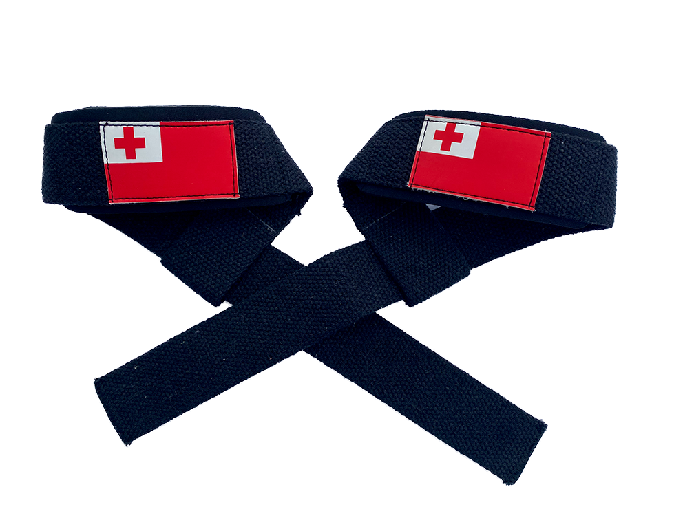 Tonga flag with black weightlifting wrist wraps