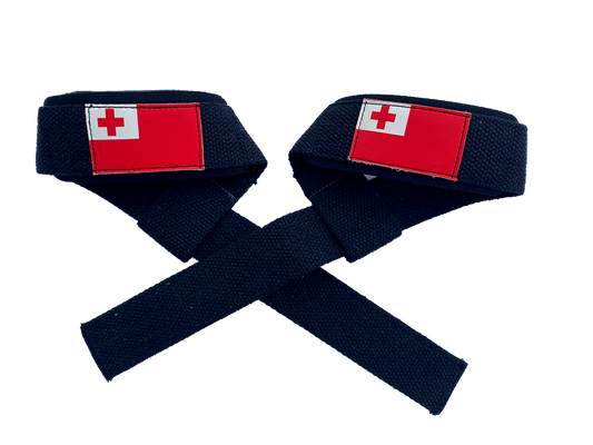 Tonga flag with black straps and silicon grip